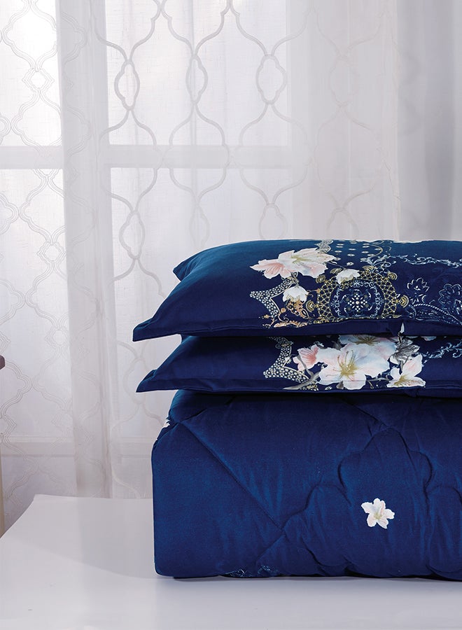 Sleep night 4-Piece Floral Printed Comforter Set Single Size Polyester Multicolour 160x210cm  - Image 2