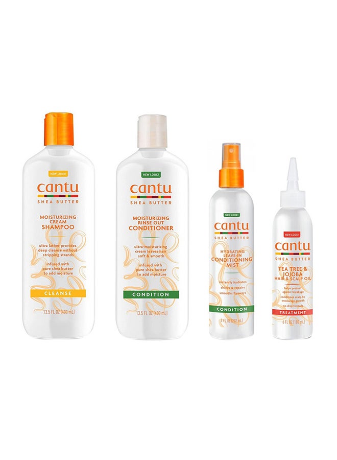 Cantu - 4-Piece Moisturizing Shampoo, Conditioner, Leave In Conditioning Mist And Hair And Scalp Oil Set - Image 1
