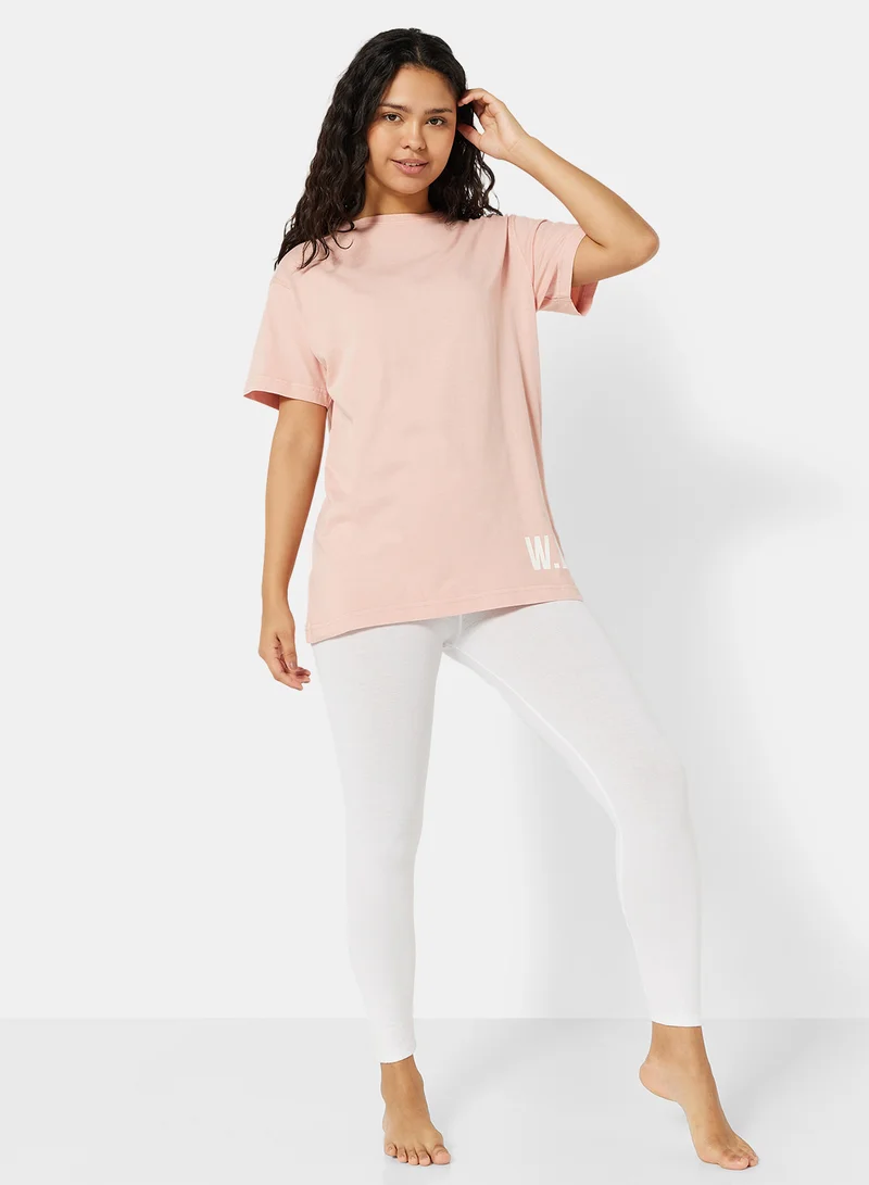 Sivvi x D'Atelier Eco-Friendly Oversized Logo Loungewear T-Shirt Pink
