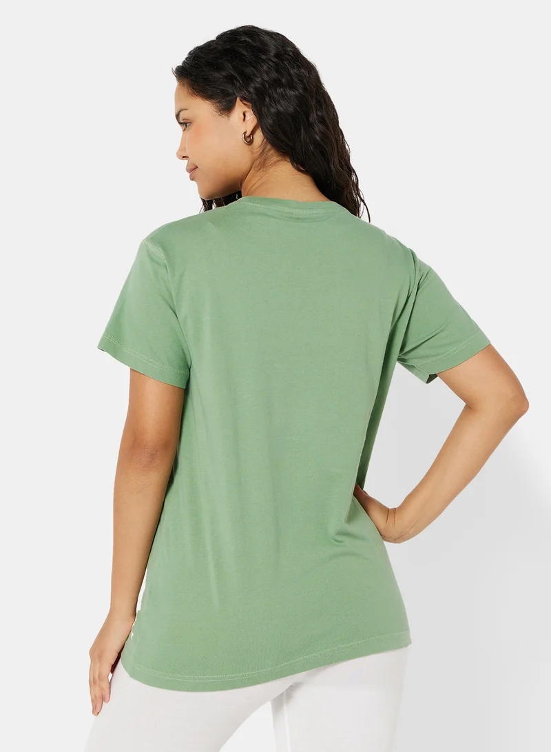 سيفي x دي‘اتيلير Eco-Friendly Oversized Logo Loungewear T-Shirt Green