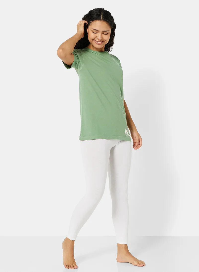 سيفي x دي‘اتيلير Eco-Friendly Oversized Logo Loungewear T-Shirt Green