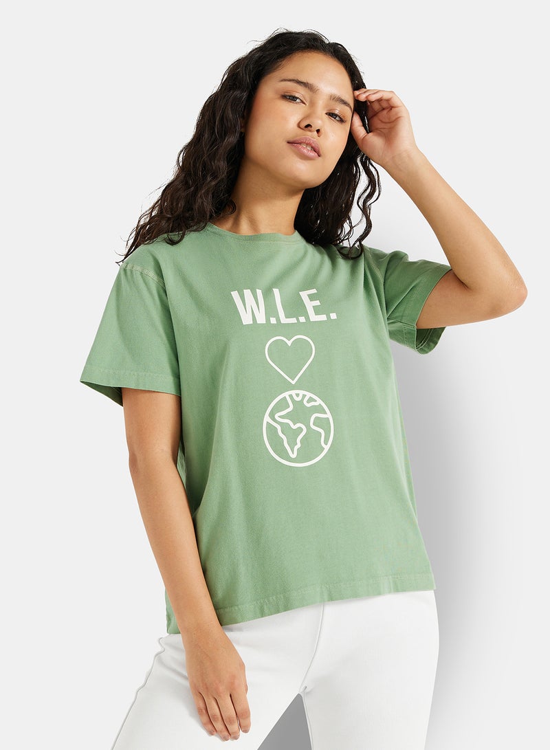 Sivvi x D'Atelier - Eco-Friendly Graphic Boxy Loungewear T-Shirt Green - Image 1