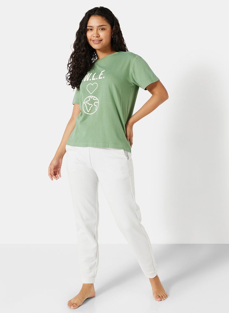 Sivvi x D'Atelier - Eco-Friendly Graphic Boxy Loungewear T-Shirt Green - Image 1