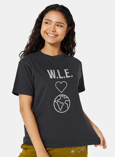 Sivvi x D'Atelier Eco-Friendly Graphic Boxy Loungewear T-Shirt Charcoal Grey