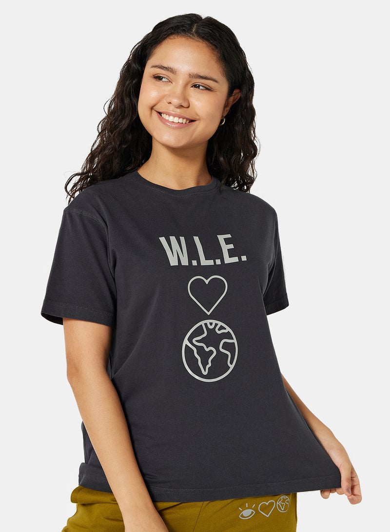 Sivvi x D'Atelier - Eco-Friendly Graphic Boxy Loungewear T-Shirt Charcoal Grey - Image 1