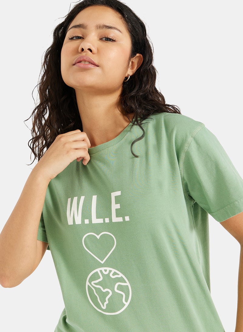 Sivvi x D'Atelier - Eco-Friendly Graphic Boxy Loungewear T-Shirt Green - Image 1