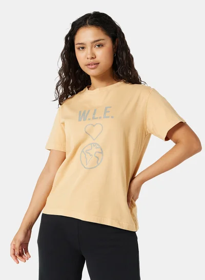 Sivvi x D'Atelier Eco-Friendly Graphic Boxy Loungewear T-Shirt Peach