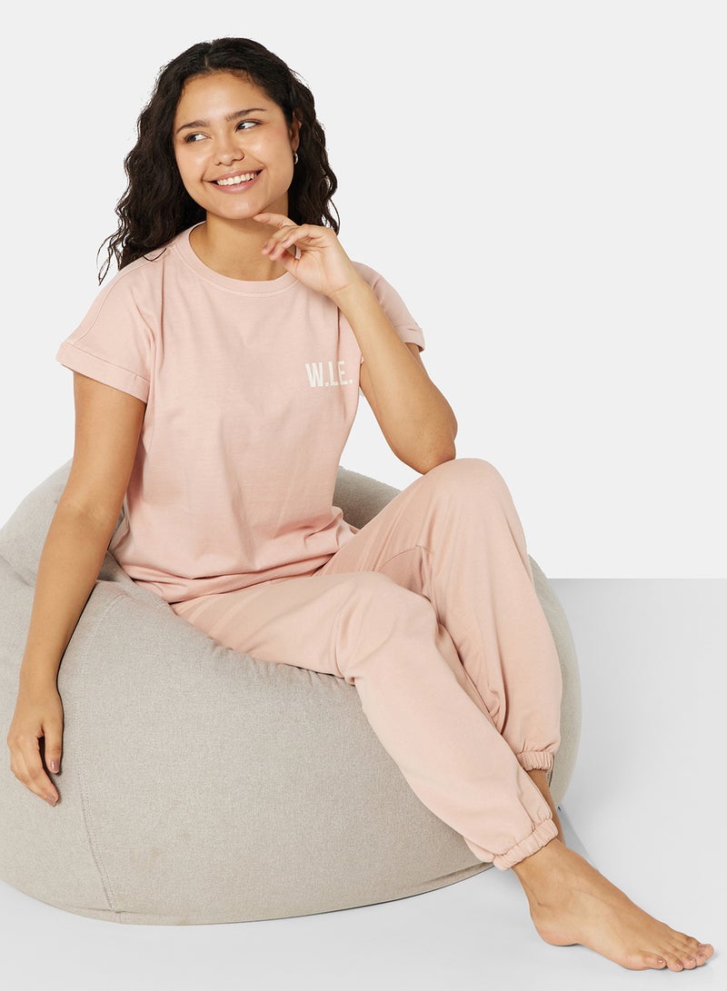 Sivvi x D'Atelier - Eco-Friendly Logo Loungewear T-Shirt Light Pink - Image 1