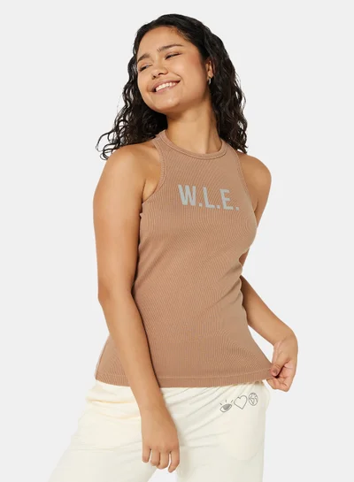 Sivvi x D'Atelier Eco-Friendly Ribbed Loungewear Tank Top Light Brown