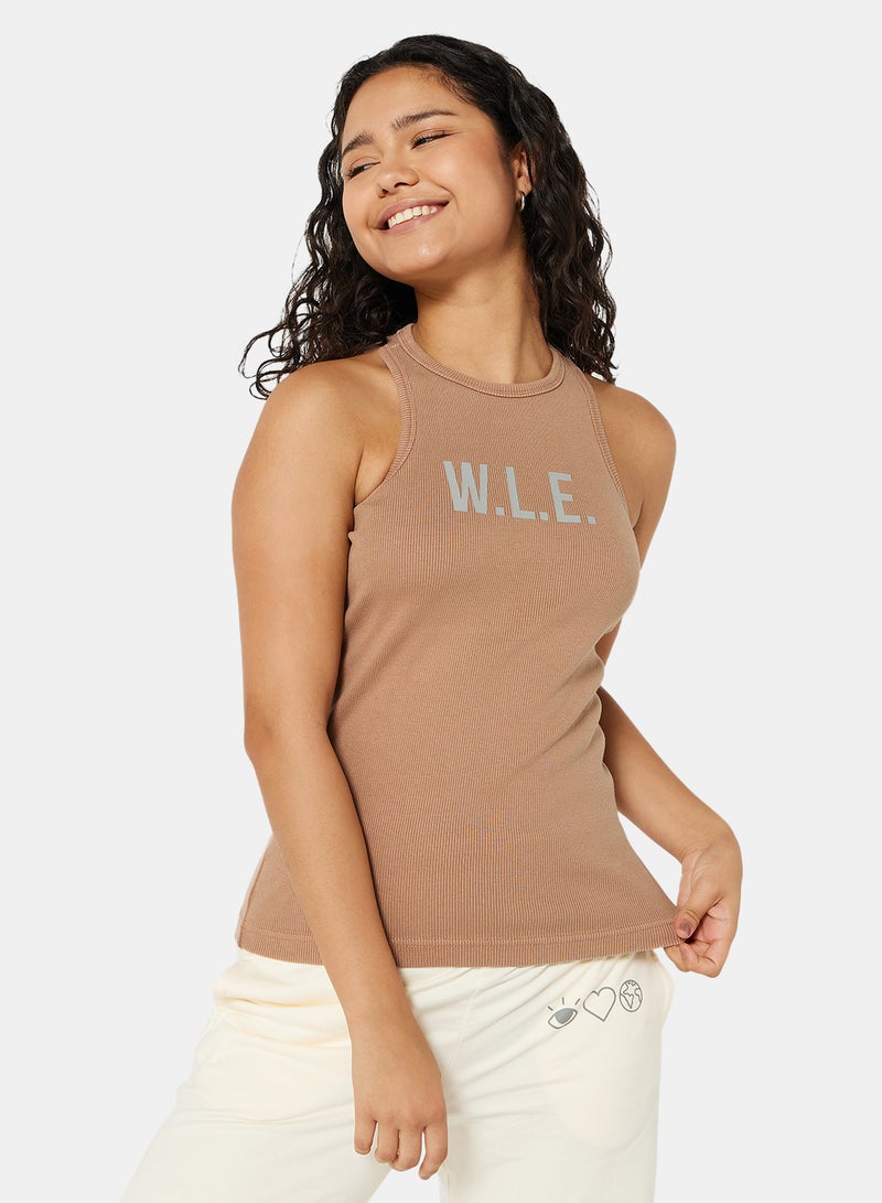 Sivvi x D'Atelier - Eco-Friendly Ribbed Loungewear Tank Top Light Brown - Image 1
