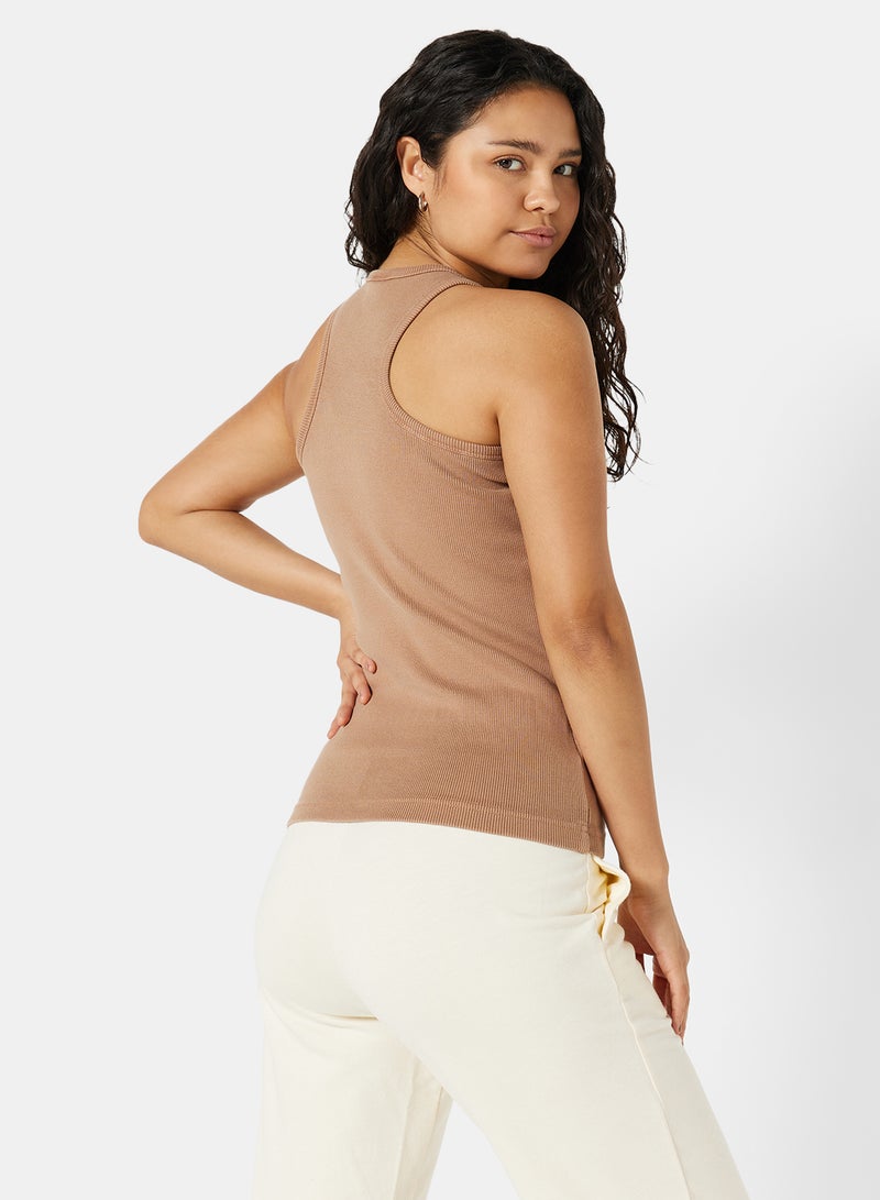 Sivvi x D'Atelier - Eco-Friendly Ribbed Loungewear Tank Top Light Brown - Image 1