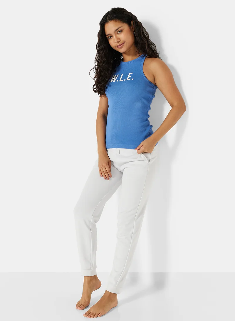 Sivvi x D'Atelier Eco-Friendly Ribbed Loungewear Tank Top Light Blue