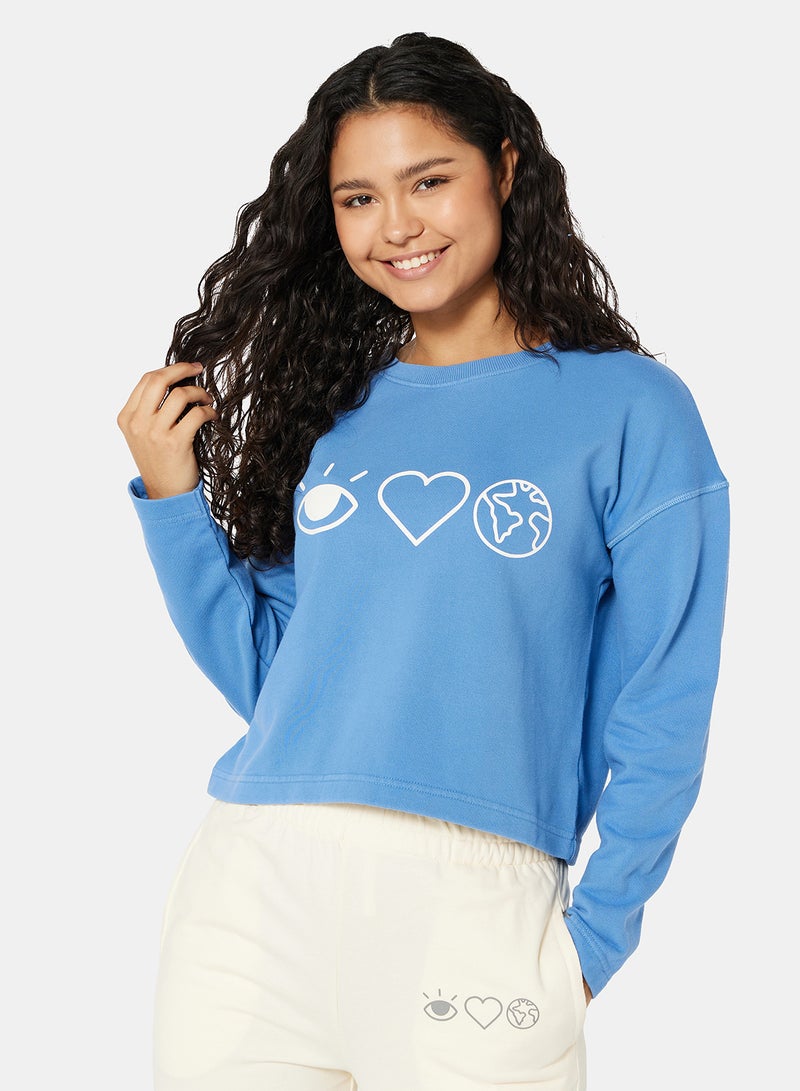 Sivvi x D'Atelier - Eco-Friendly Boxy Long Sleeve Loungewear T-Shirt Light Blue - Image 1
