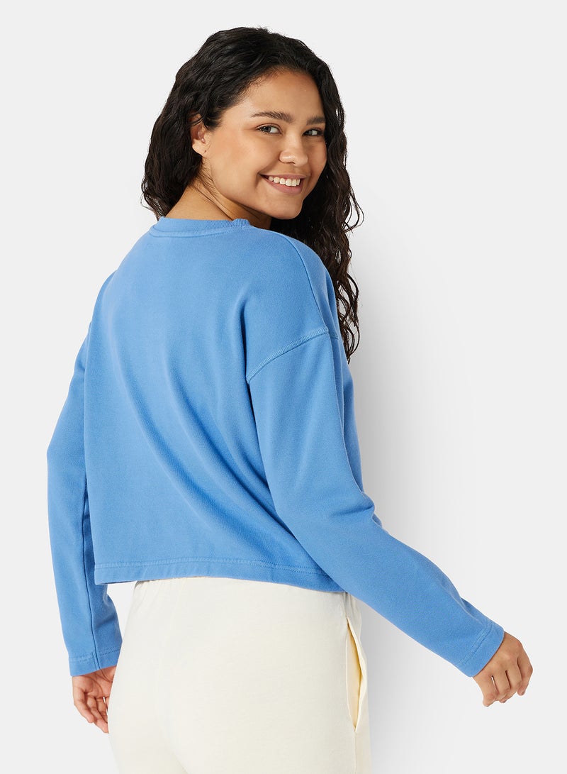 Sivvi x D'Atelier - Eco-Friendly Boxy Long Sleeve Loungewear T-Shirt Light Blue - Image 1