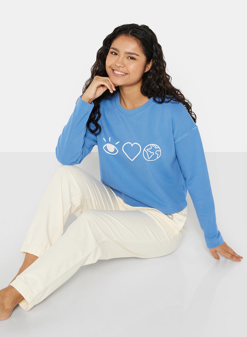 Sivvi x D'Atelier - Eco-Friendly Boxy Long Sleeve Loungewear T-Shirt Light Blue - Image 1