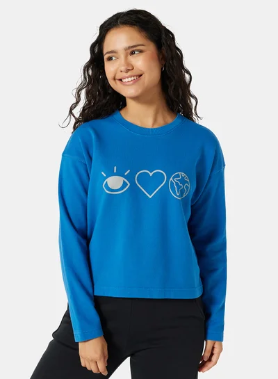 سيفي x دي‘اتيلير Eco-Friendly Boxy Long Sleeve Loungewear T-Shirt Blue