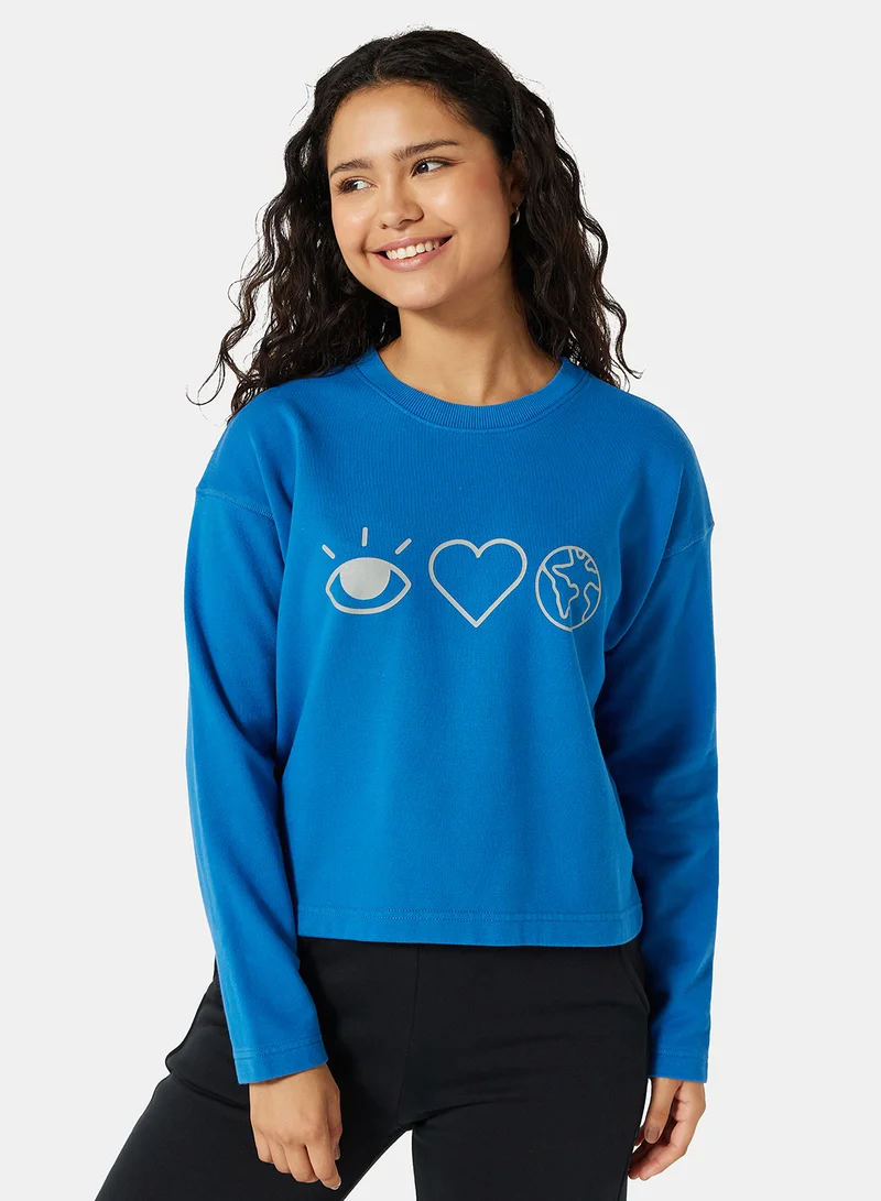Sivvi x D'Atelier Eco-Friendly Boxy Long Sleeve Loungewear T-Shirt Blue