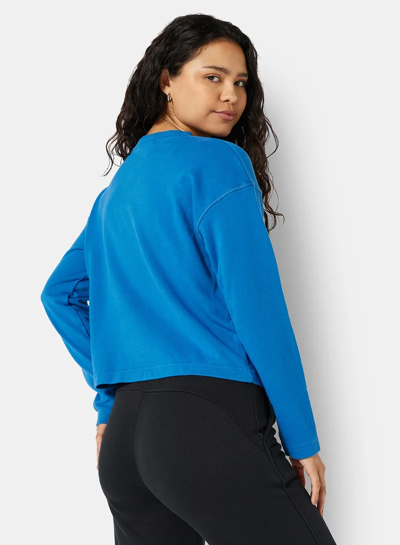 Sivvi x D'Atelier Eco-Friendly Boxy Long Sleeve Loungewear T-Shirt Blue