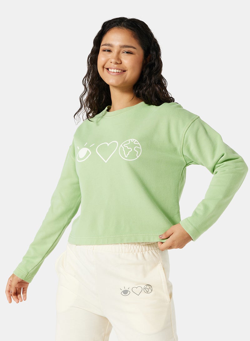 Sivvi x D'Atelier - Eco-Friendly Boxy Long Sleeve Loungewear T-Shirt Light Green - Image 1