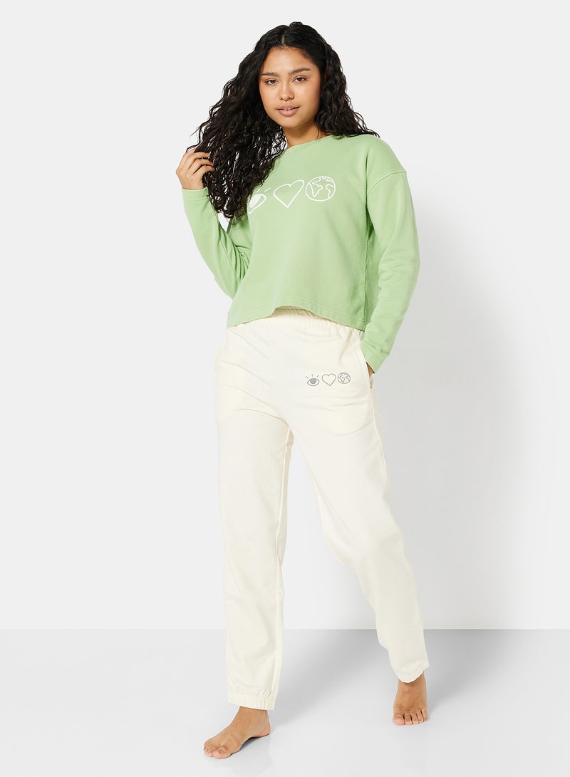 Sivvi x D'Atelier - Eco-Friendly Boxy Long Sleeve Loungewear T-Shirt Light Green - Image 1