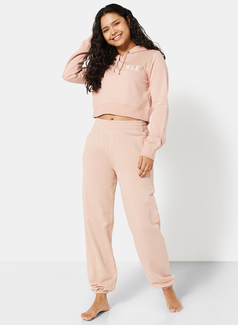 Sivvi x D'Atelier - Eco-Friendly Logo Loungewear Cropped Hoodie Misty Rose - Image 1
