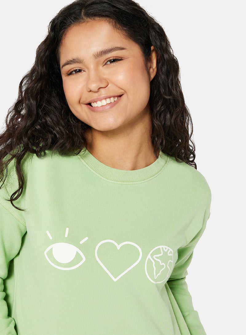 Sivvi x D'Atelier - Eco-Friendly Boxy Long Sleeve Loungewear T-Shirt Light Green - Image 1