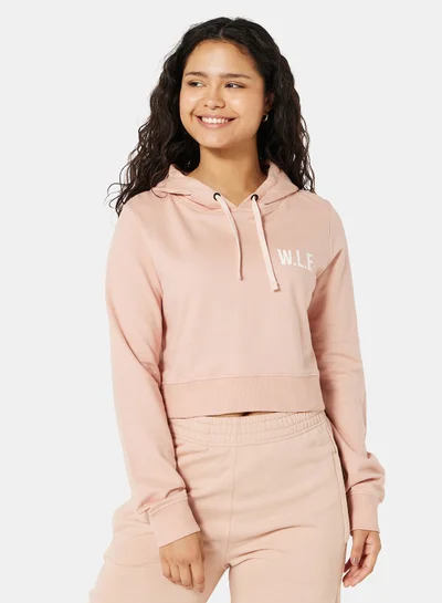 Sivvi x D'Atelier Eco-Friendly Logo Loungewear Cropped Hoodie Misty Rose