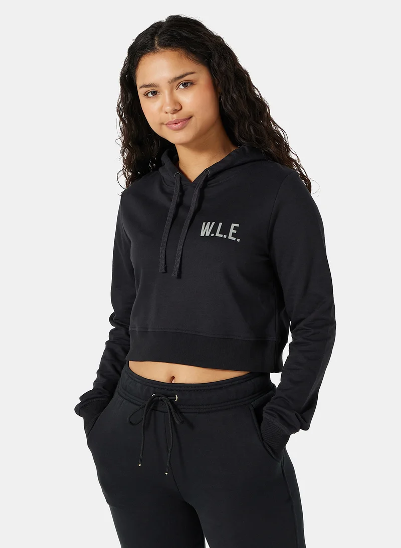 Sivvi x D'Atelier Eco-Friendly Logo Loungewear Cropped Hoodie Black