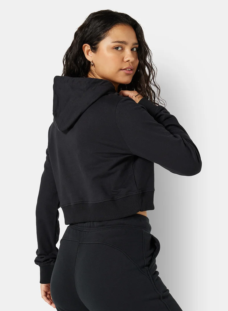 Sivvi x D'Atelier Eco-Friendly Logo Loungewear Cropped Hoodie Black