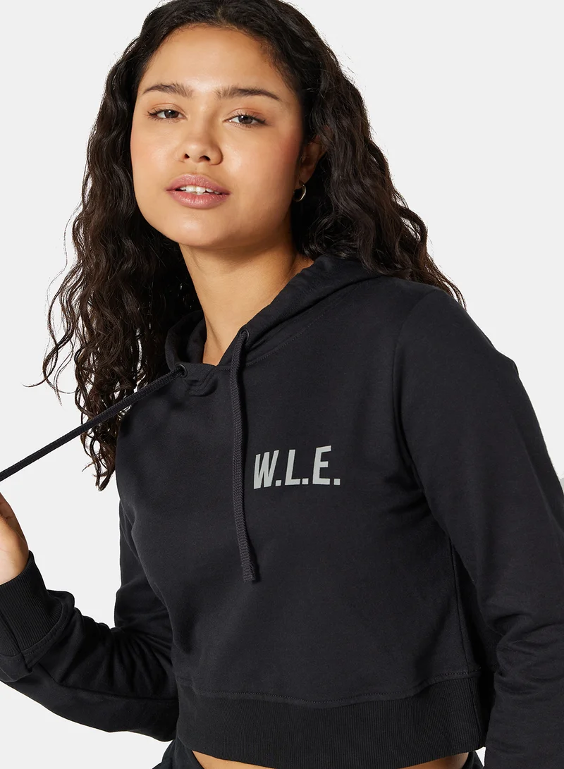 Sivvi x D'Atelier Eco-Friendly Logo Loungewear Cropped Hoodie Black