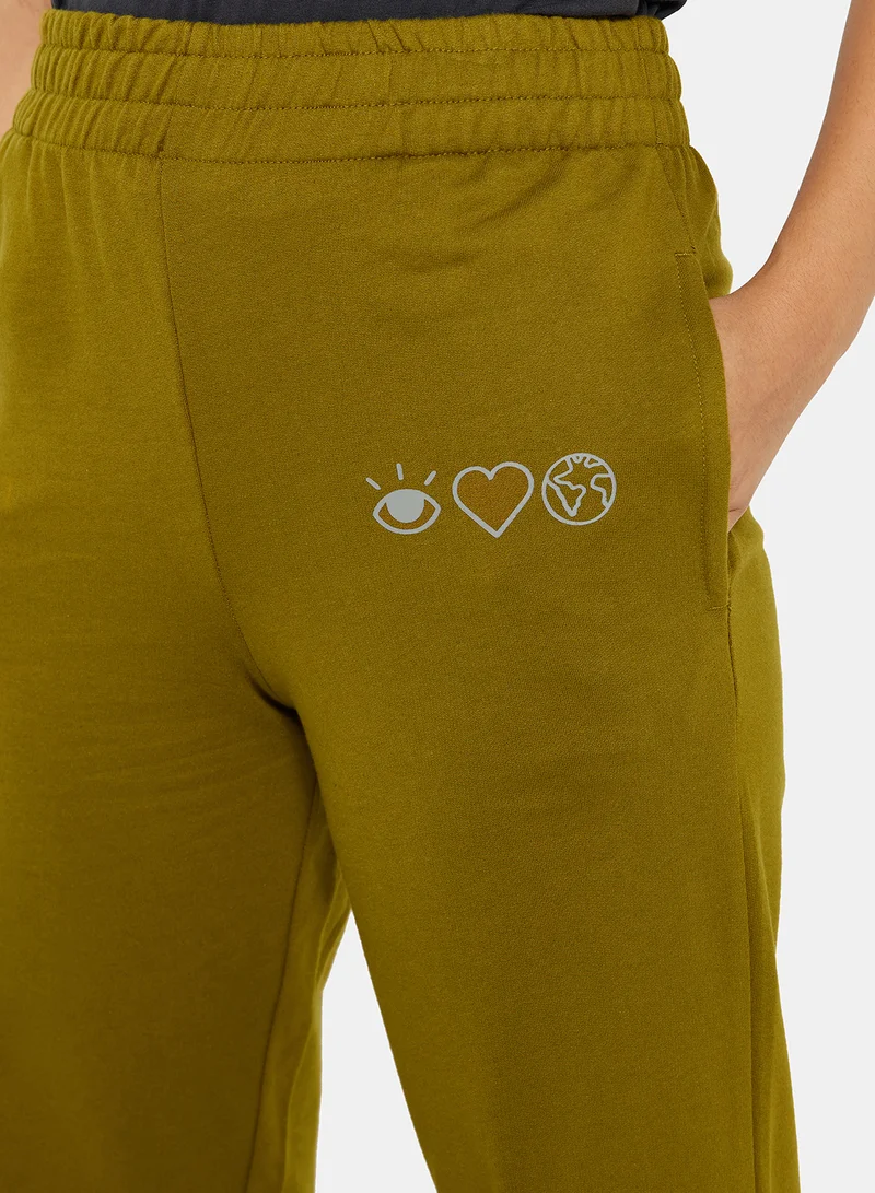 سيفي x دي‘اتيلير Eco-Friendly Logo Loungewear Sweatpants Khaki