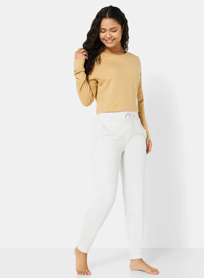 سيفي x دي‘اتيلير Eco-Friendly Long Sleeve Loungewear T-Shirt Pale Yellow
