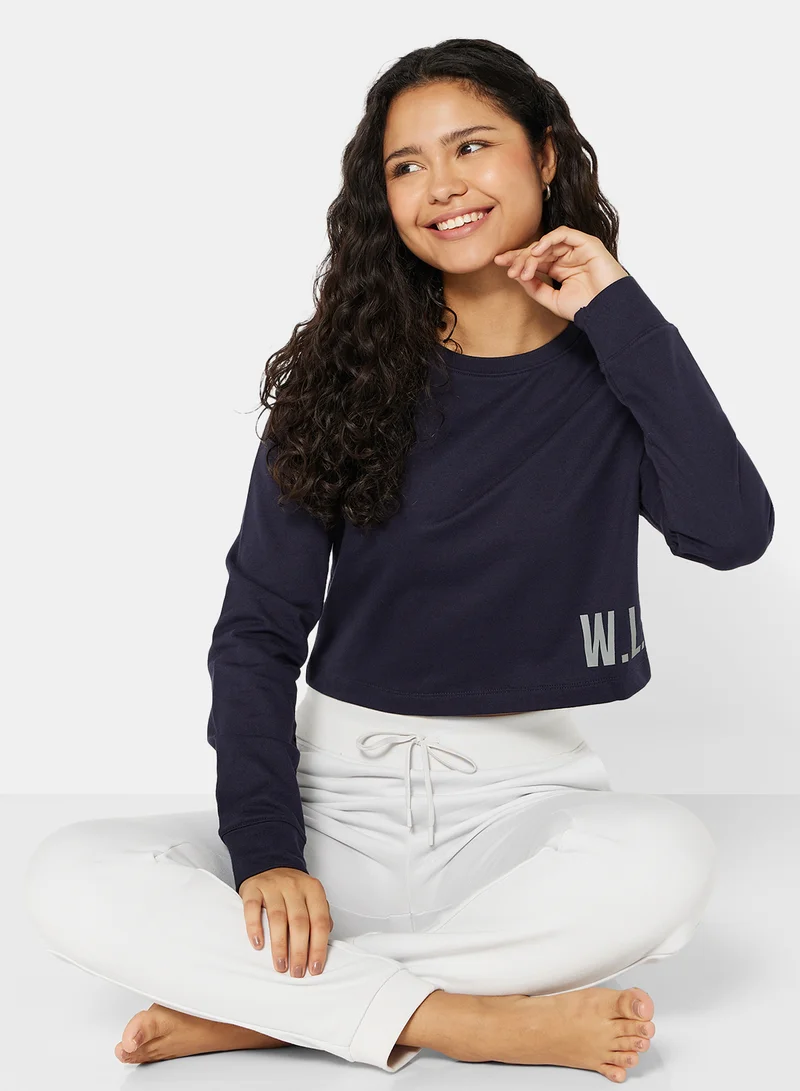 سيفي x دي‘اتيلير Eco-Friendly Graphic Long Sleeve Loungewear T-Shirt Night Sky