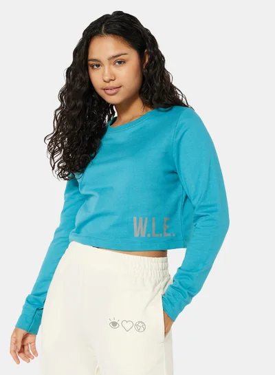 Sivvi x D'Atelier Eco-Friendly Graphic Long Sleeve Loungewear T-Shirt Pagoda Blue