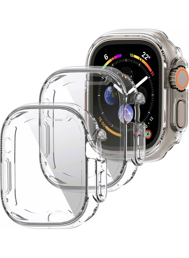 MARGOUN 2 Pack Soft Flexible TPU Full Screen Coverage Protective Transparent Bumper Case Clear Cover For Apple Watch Ultra 49mm Clear  - Image 2