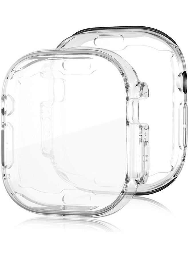 MARGOUN 2 Pack Soft Flexible TPU Full Screen Coverage Protective Transparent Bumper Case Clear Cover For Apple Watch Ultra 49mm Clear  - Image 1
