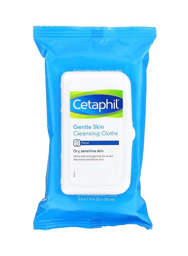 Cetaphil Gentle Skin Face Cleansing Cloths Dry Sensitive Skin 25 Piece Pack Of 2 White - Image 1
