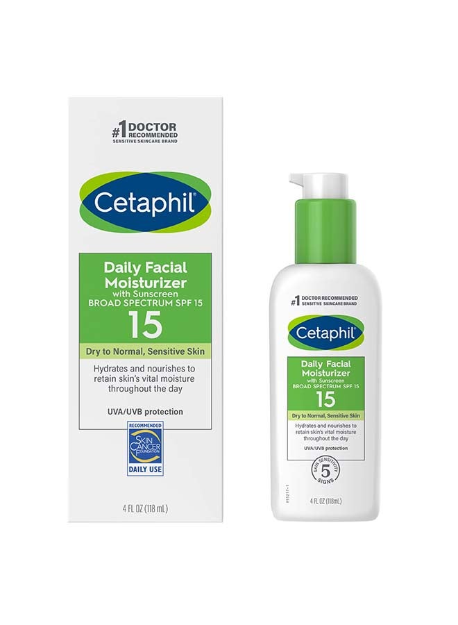Cetaphil Daily Facial Moisturizer with Sunscreen SPF15 Sensitive Skin Pack Of 2 2x118ml
