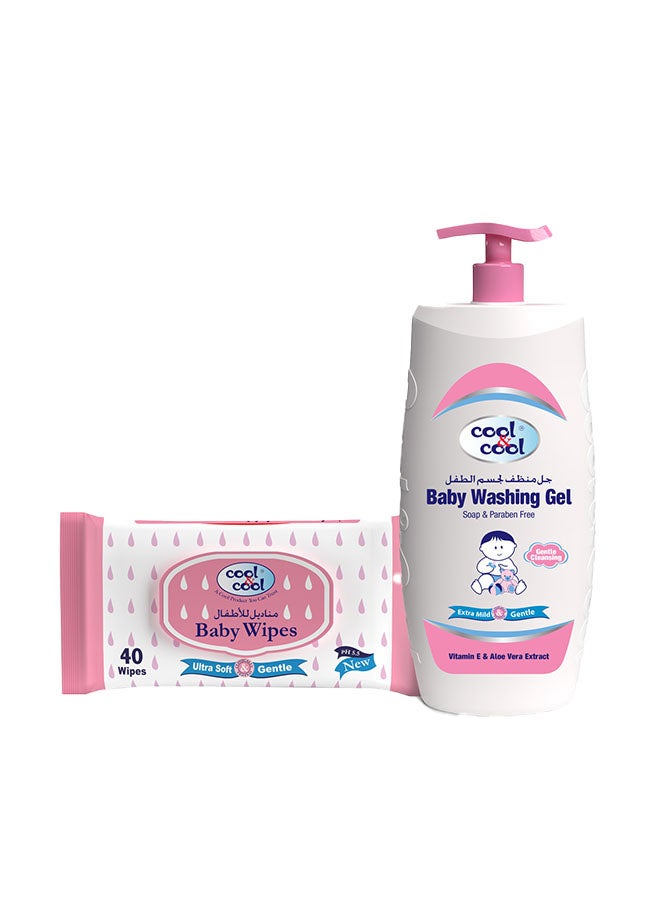 Cool & Cool - Baby Washing Gel 500Ml + Baby Wipes 40'S - Image 1