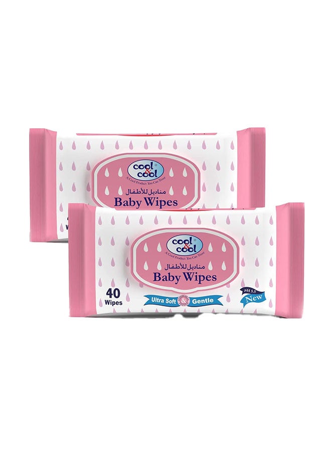 Cool & Cool Baby Wipes 40'S Pack Of 2 - Image 1
