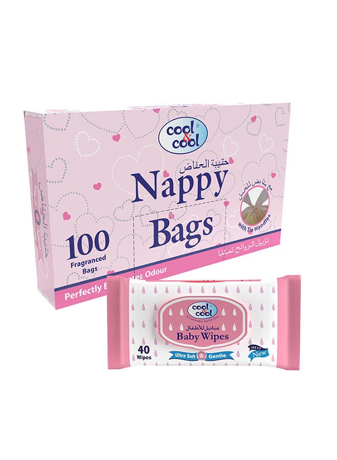 Cool & Cool Nappy Bags 100's+Baby Wipes 40's Pack - Image 1