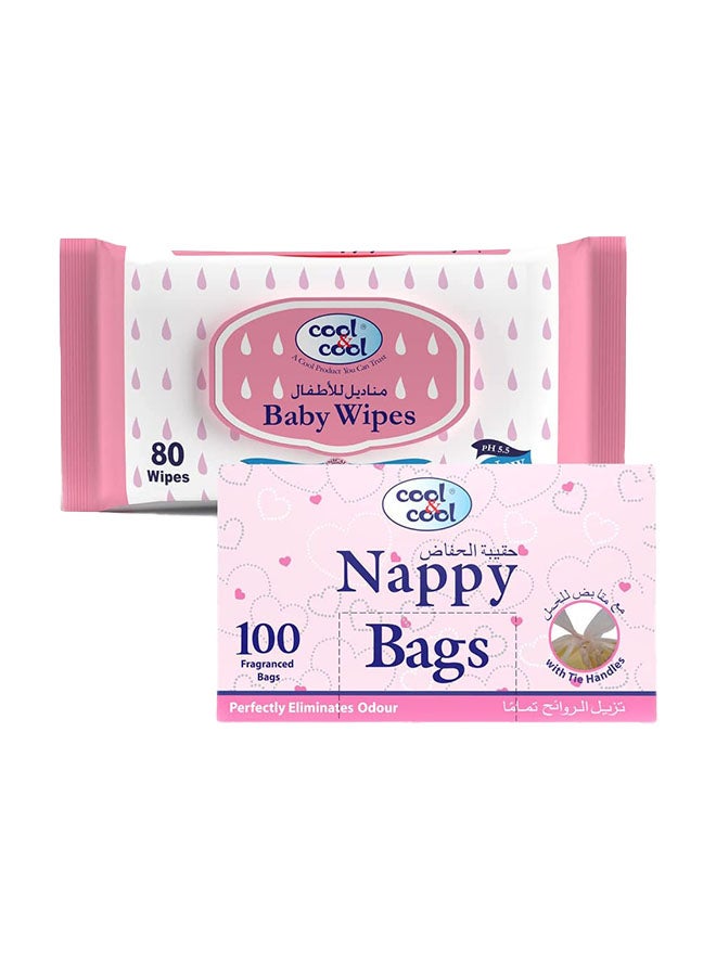 Cool & Cool Nappy Bags 100'S And Baby Wipes 80'S Pack - Image 1