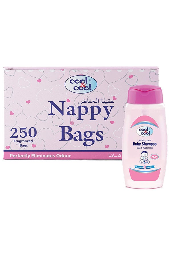 Cool & Cool Nappy Bags 250'S And Baby Shampoo - Image 1