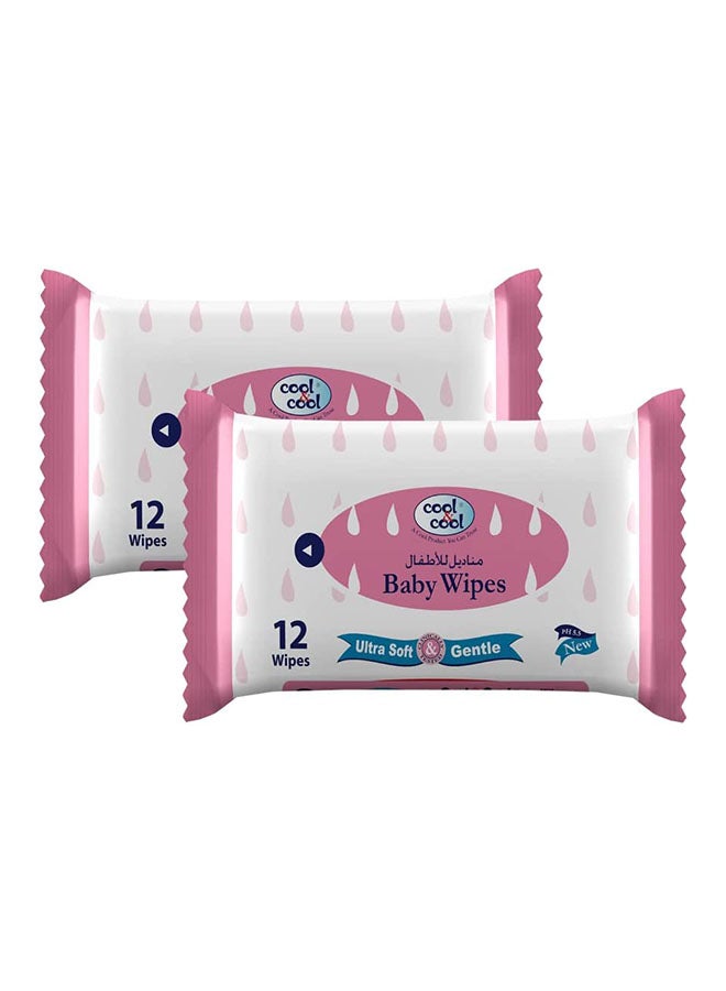 Cool & Cool Baby Wipes 12's- Pack Of 2 - Image 1