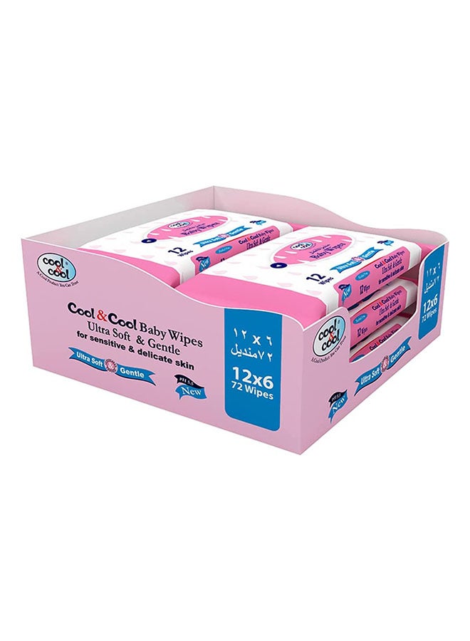 Cool & Cool Pack Of 6 Baby Wipes - 6x12 - 72 Count - Image 1
