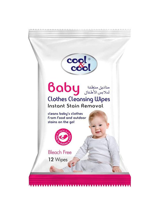 Cool & Cool Baby Clothes Cleansing Wipes 12's - Image 1