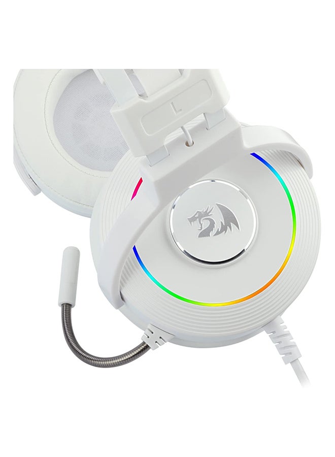 REDRAGON H320 Lamia 2 USB RGB Gaming Headset with Stand, Virtual 7.1 Surround Sound, 3D Sound Effect, Sound Controller & Mute Button, 40mm Driver, 32 ohms, 20Hz Frequency, Lunar White | H320W-RGB - Image 4