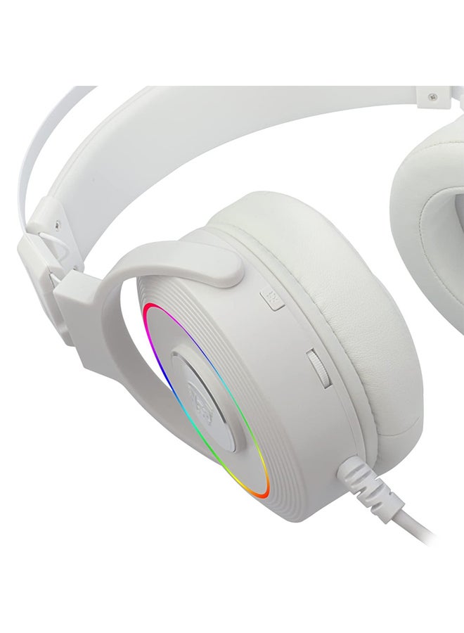 REDRAGON H320 Lamia 2 USB RGB Gaming Headset with Stand, Virtual 7.1 Surround Sound, 3D Sound Effect, Sound Controller & Mute Button, 40mm Driver, 32 ohms, 20Hz Frequency, Lunar White | H320W-RGB - Image 5