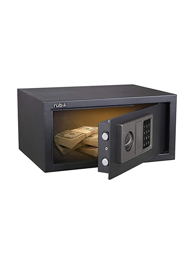Wide Safe Box Hotel Size Locker With Digital Number Keypad And Key For A4 Documents Laptop, Macbook, Tablets, Camera, Cash, Jewelry Security Black/Grey 35x43x20cm