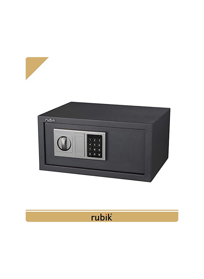Wide Safe Box Hotel Size Locker With Digital Number Keypad And Key For A4 Documents Laptop, Macbook, Tablets, Camera, Cash, Jewelry Security Black/Grey 35x43x20cm